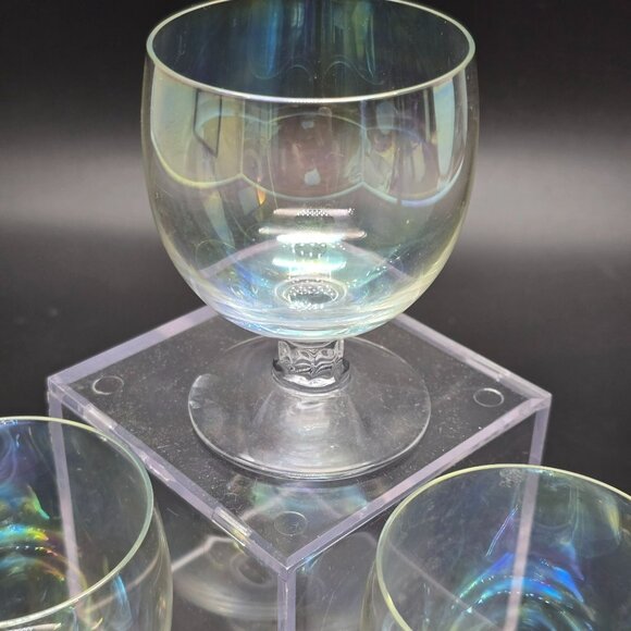 Mercury Glass Cocktail Glasses Vintage Barware Set Of 5 Iridescent Clear JJ4028 - Picture 8 of 8